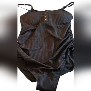 Summer Mae Ribbed One-Piece Swimsuit Black Size Small NWT